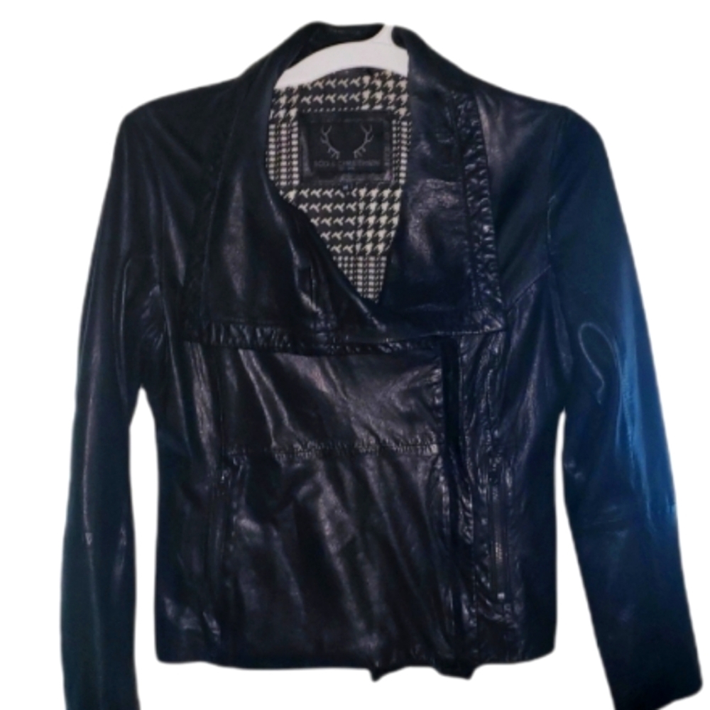 Leather side zipper jacket